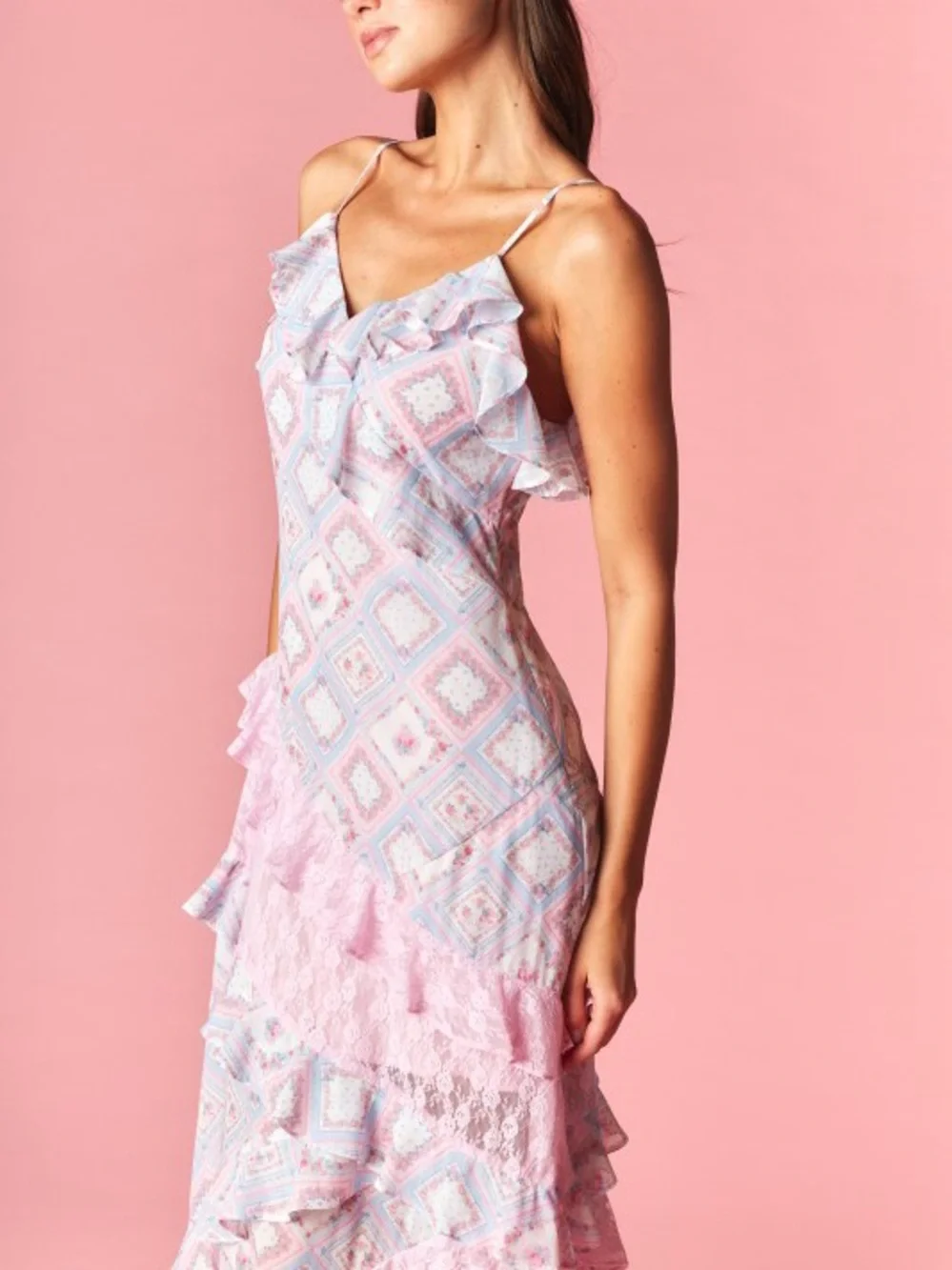 Pink Ruffle Tiered Maxi Dress - Picture 8 of 9